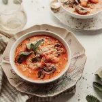 plato de sopa de marisco. Laredo sin gluten.