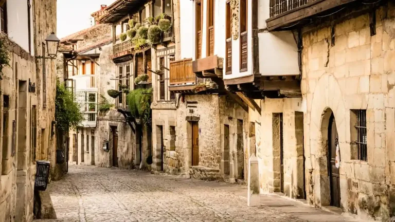 Calle con casas de piedra a los lados