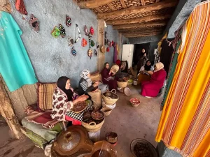 Mujeres de la cooperativa de aceite de argán. Valle de Ourika