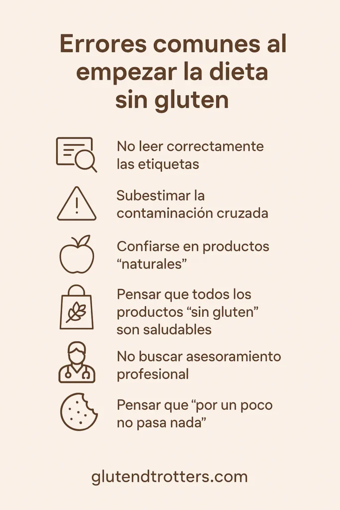 Infografía errores comunes al empezar una dieta sin gluten