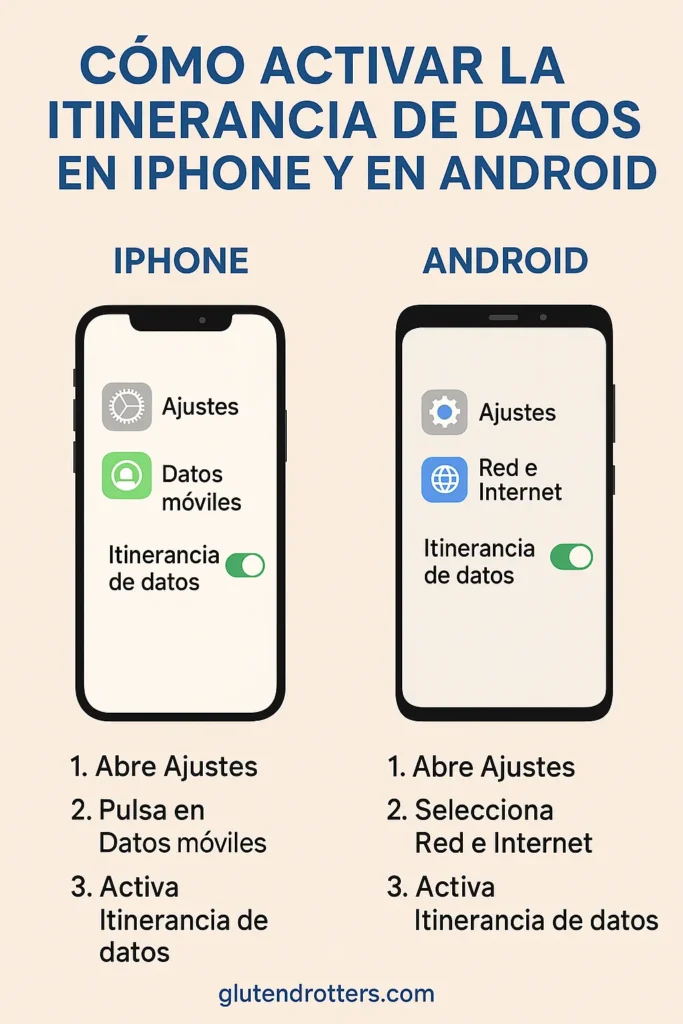 Infografía itinerancia de datos en iphone y android