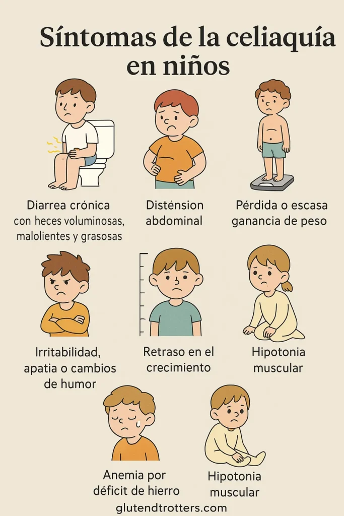 infografia síntomas de la celiaquia en niños