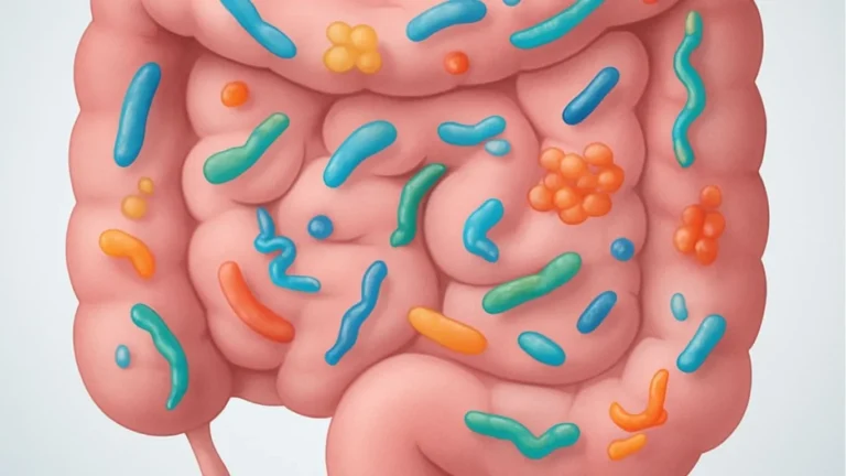 intestino grueso con bacterias de la flora intestinal